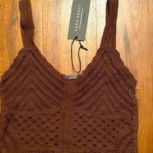 NWT Chocolate Brown Crochet top
